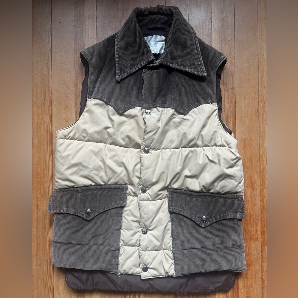 Vintage Two-Tone Puffer Vest with Snap Buttons-As seen on Yellowstone ;)